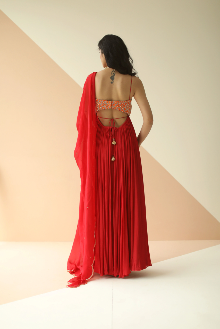 Crimson Ghera Anarkali