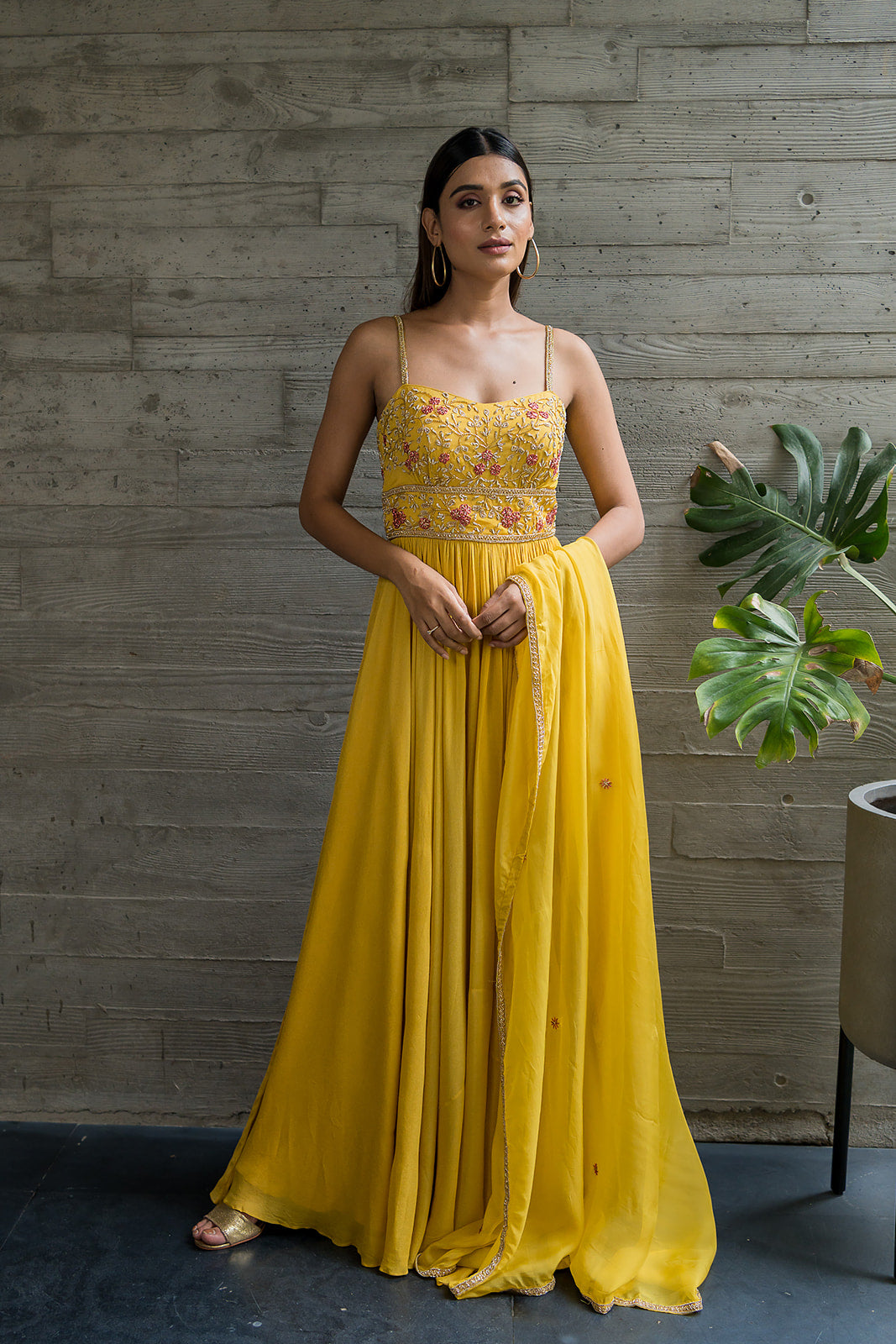 GOLDEN YELLOW CORSET ANARKALI- EC-AK-PCH22-O5- GoldenYellow Custom