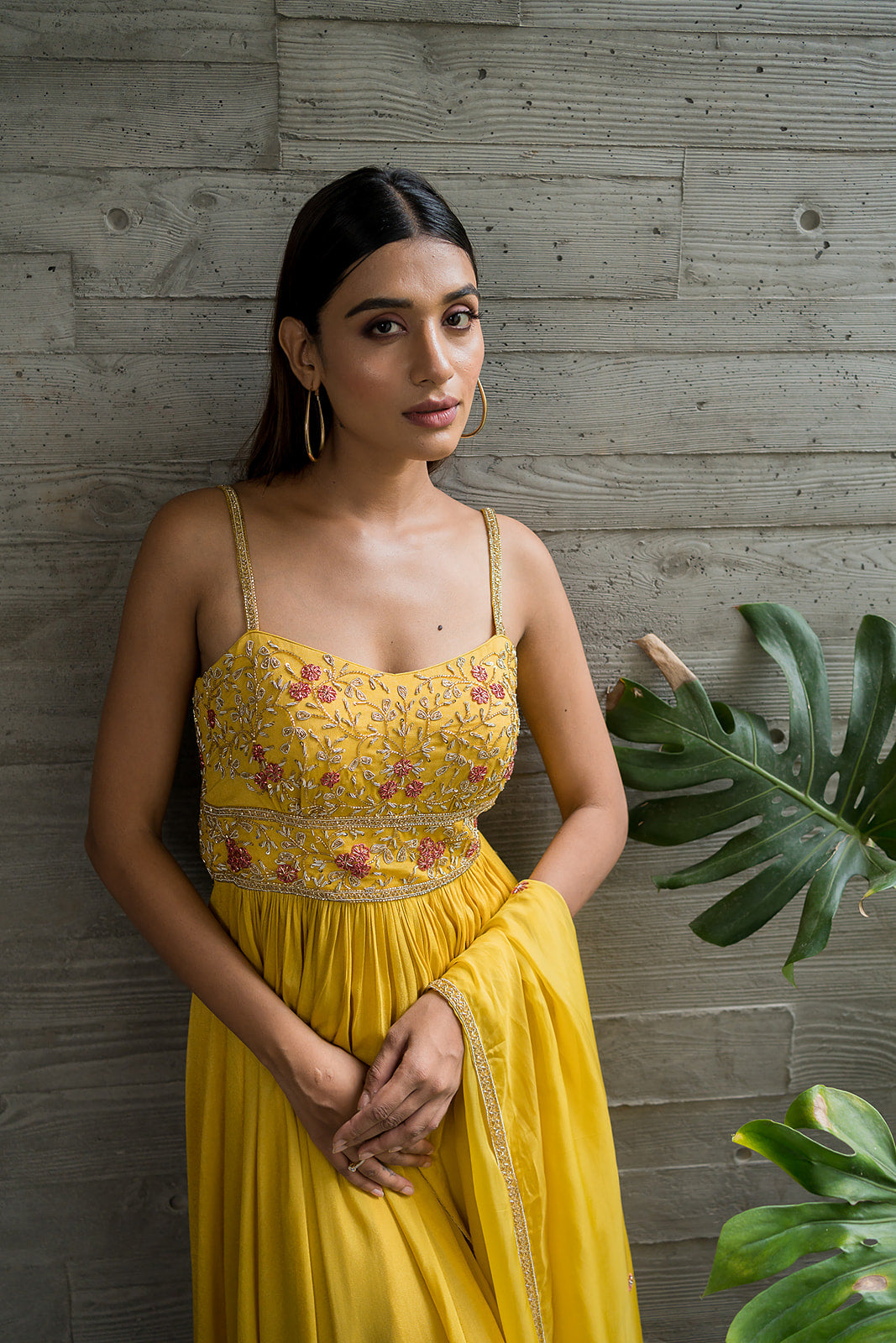 GOLDEN YELLOW CORSET ANARKALI- EC-AK-PCH22-O5- GoldenYellow Custom