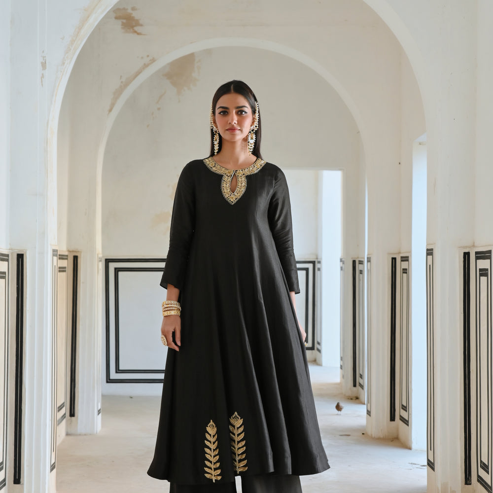 NECKLINE EMBROIDERED FULL KALI ANARKALI AND  PALAZZO