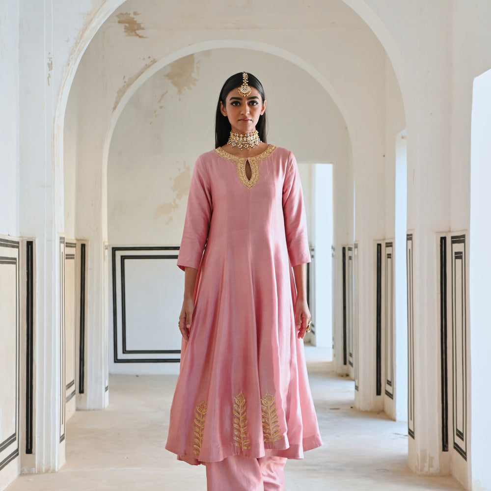 NECKLINE EMBROIDERED FULL KALI ANARKALI AND  PALAZZO