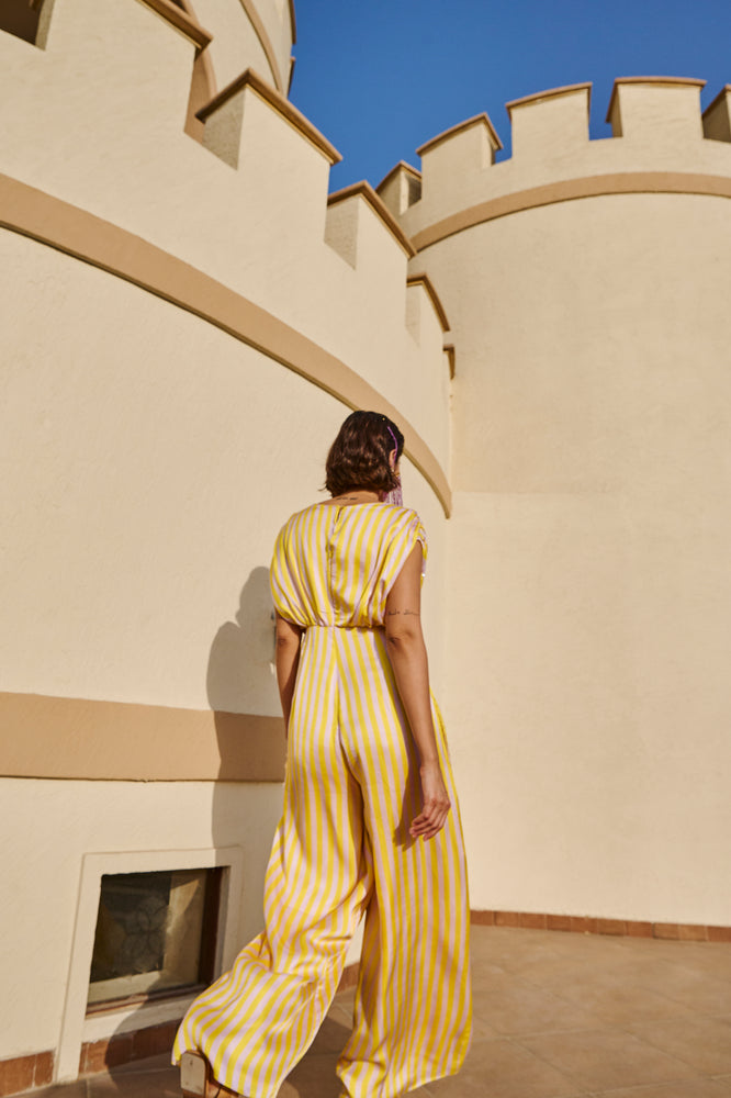 YELLOW STRIPED JUMPSUIT