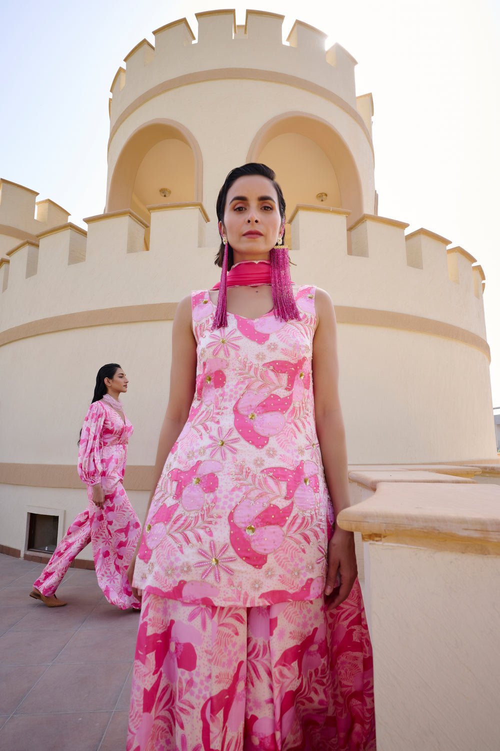 FLORAL PRINTED KURTA WITH PALAZZO AND DUPATTA