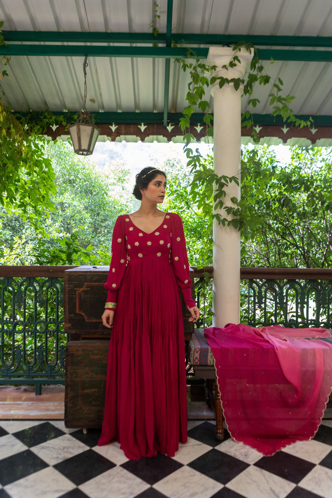 
            
                Load image into Gallery viewer, Magenta Pink Butti Anarkali
            
        