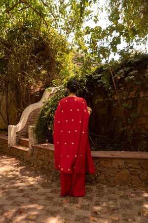 Red Slit Jacket Set