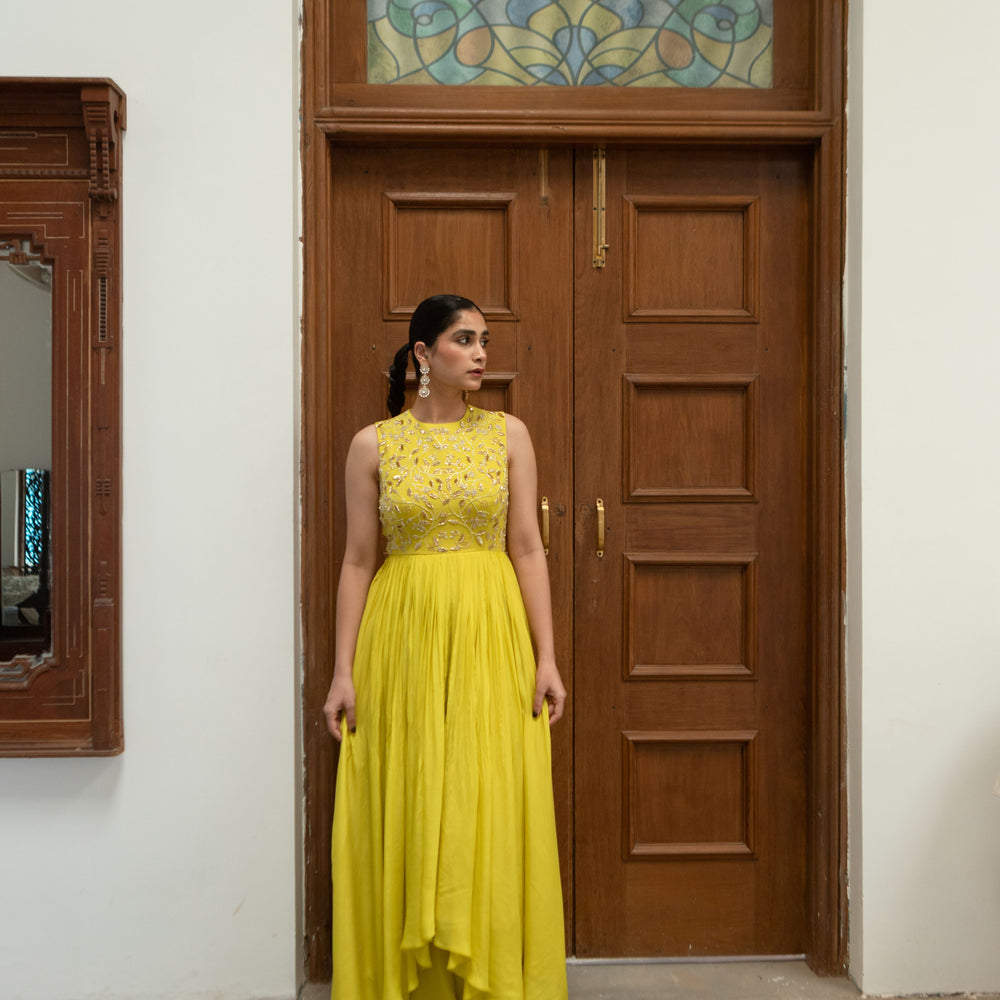 Citric Yellow High Low Anarkali