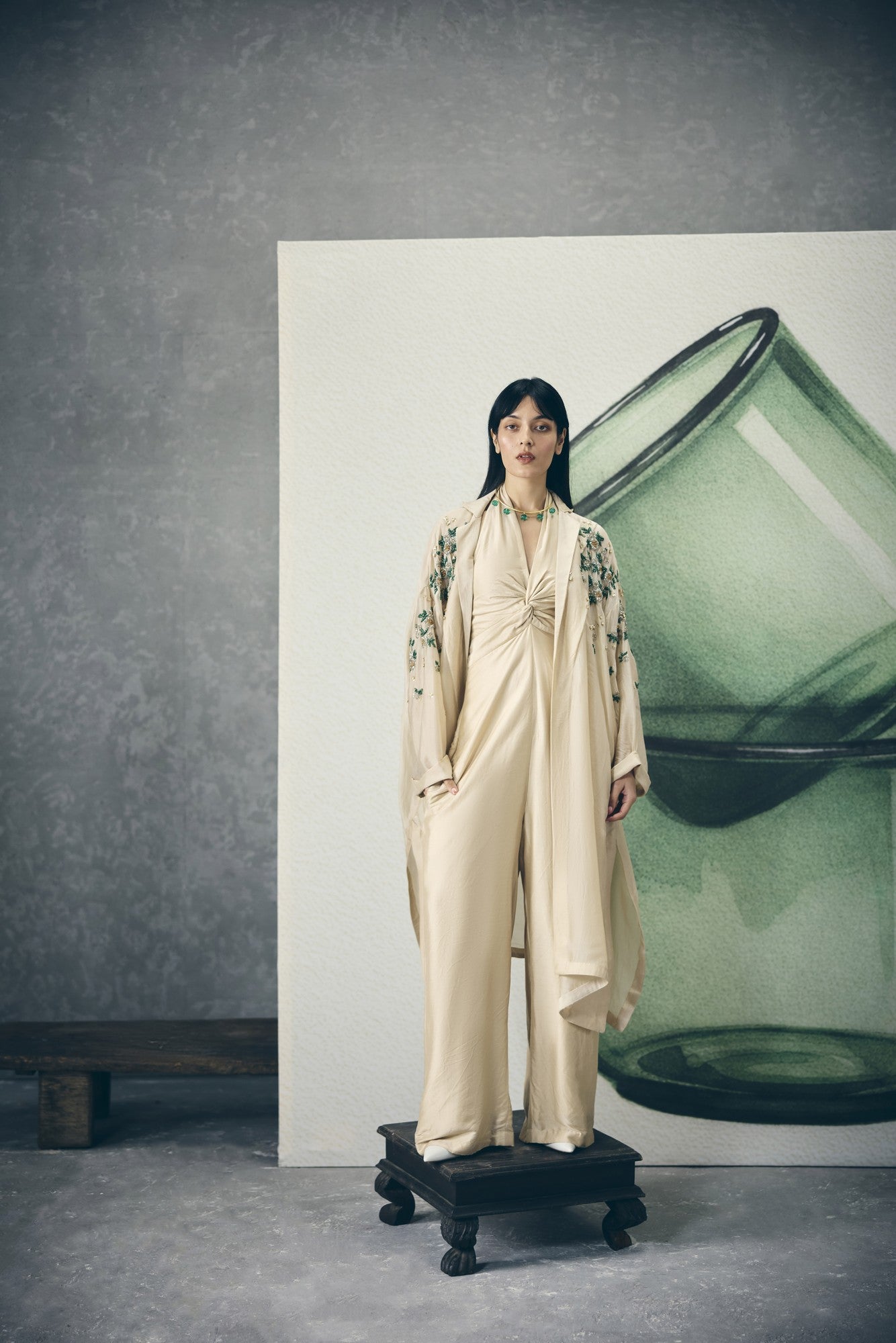 SHINJU JUMPSUIT SET | EC-JS-EPH26-25-Ivory