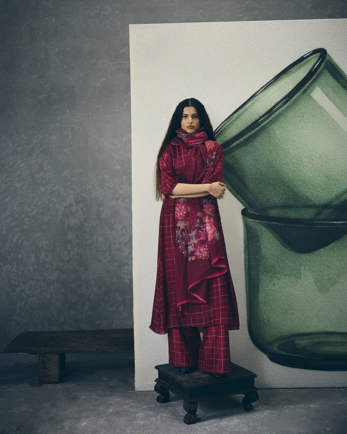 NOKA KURTA SET | EC-KP-EPH26-08-Wine