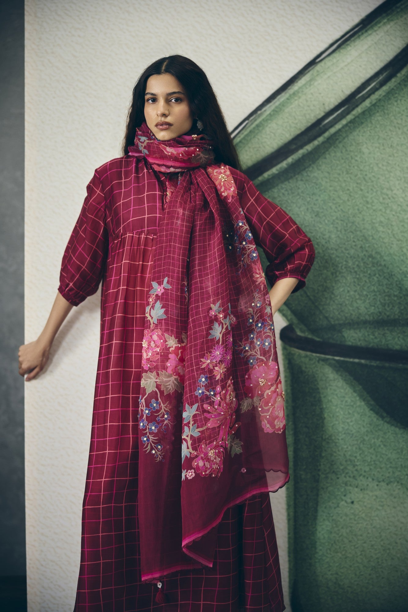 NOKA KURTA SET | EC-KP-EPH26-08-Wine