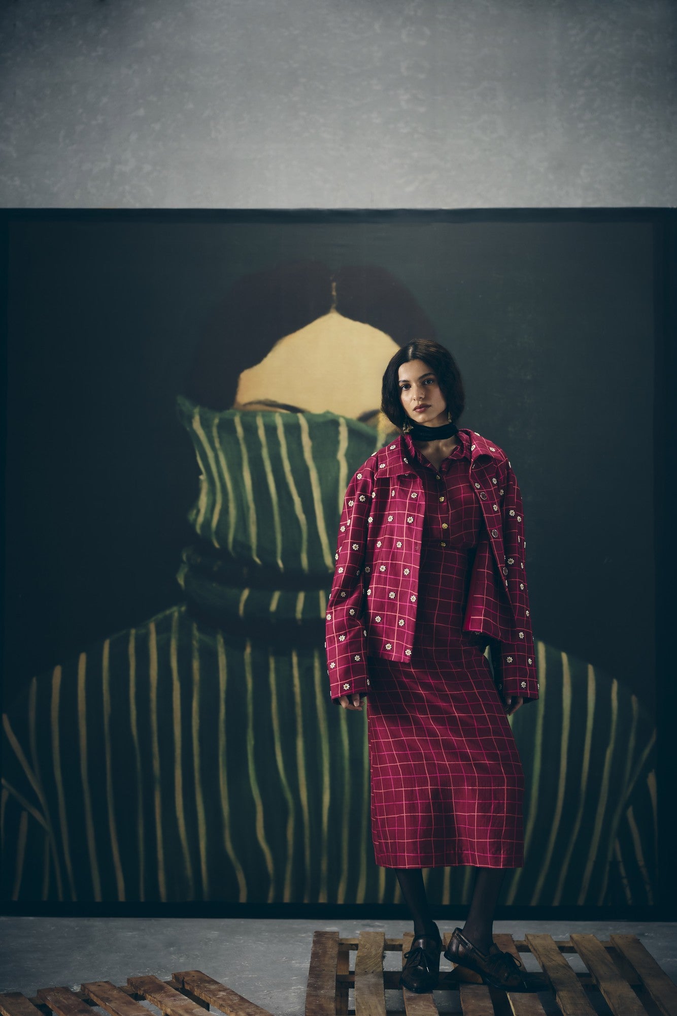 BOTAN SKIRT SET | EC-CS-EPH26-02-Wine