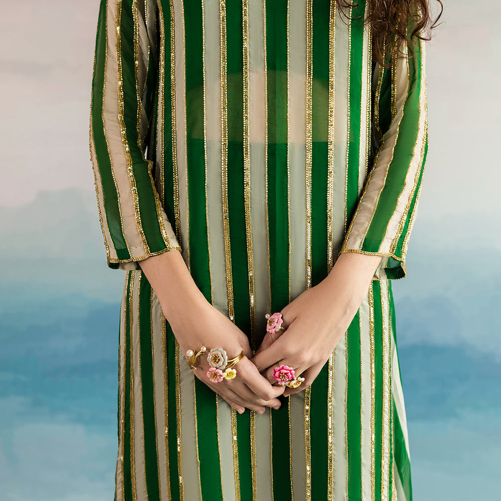 
                      
                        STRIPED KURTA AND PANT SET
                      
                    