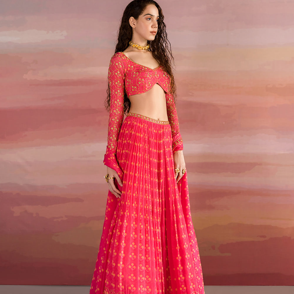 
                      
                        FLORAL PRINT LEHENGA SET
                      
                    