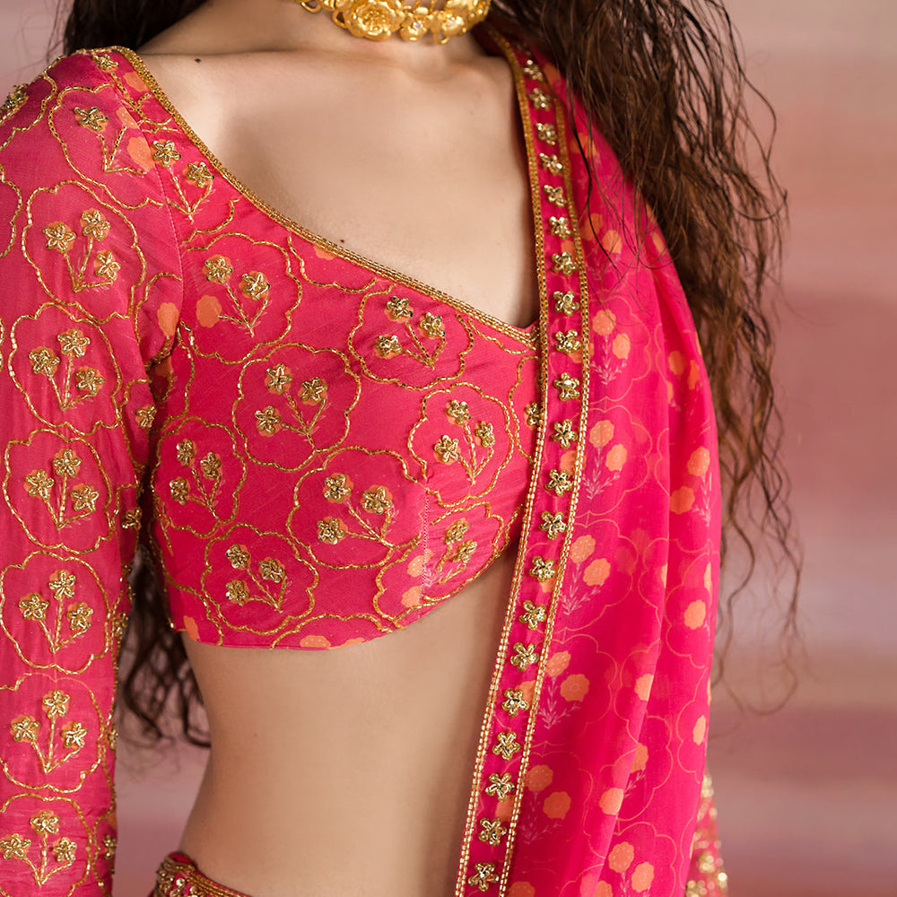
                      
                        FLORAL PRINT LEHENGA SET
                      
                    