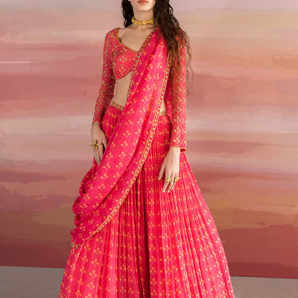 
                      
                        FLORAL PRINT LEHENGA SET
                      
                    