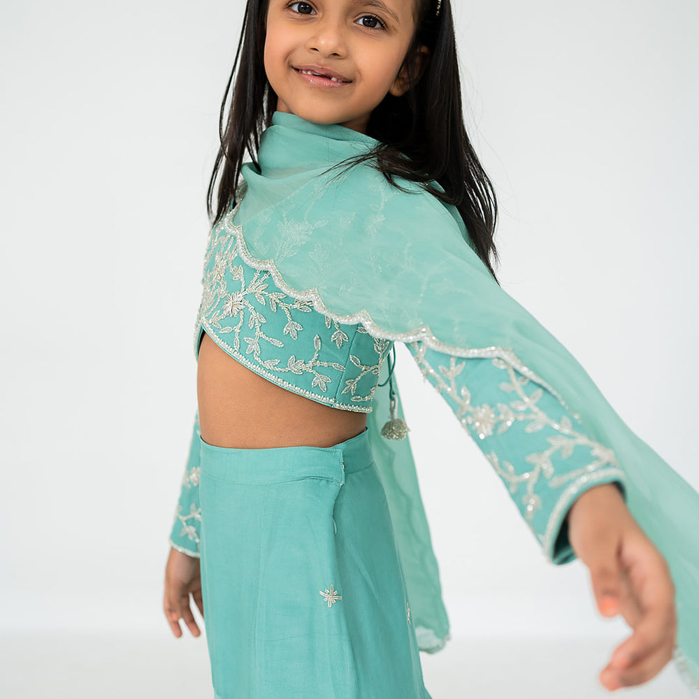 
                      
                        Dark Mint Blue Lehenga Set
                      
                    