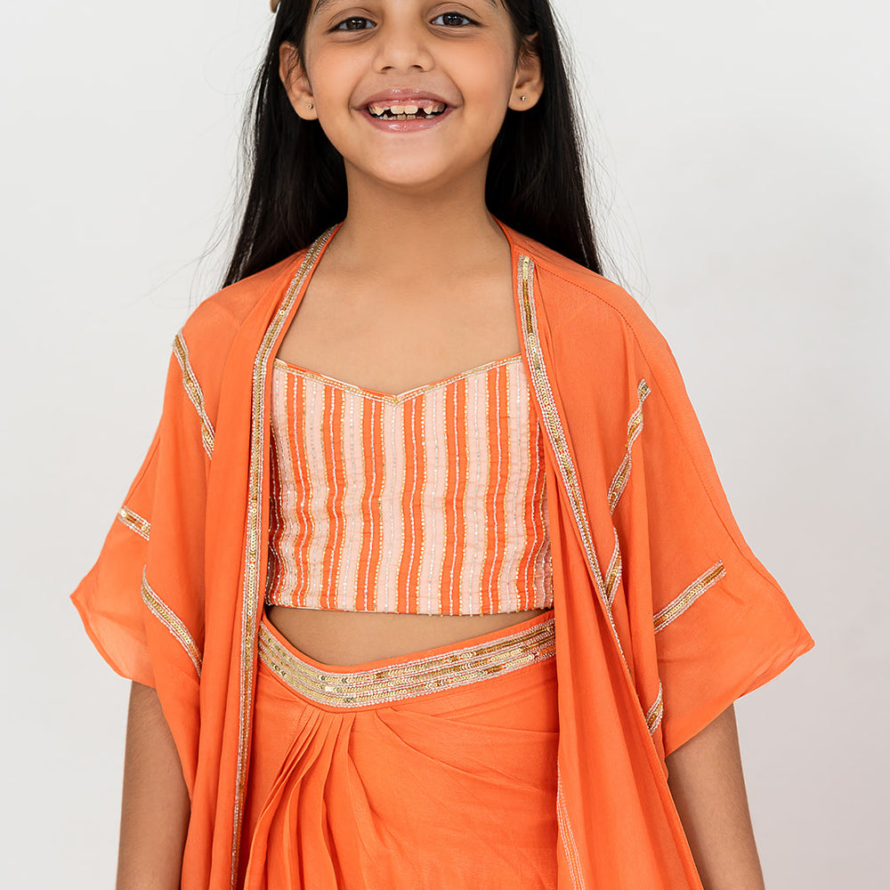 
                      
                        Orange Cowl Skirt Set
                      
                    