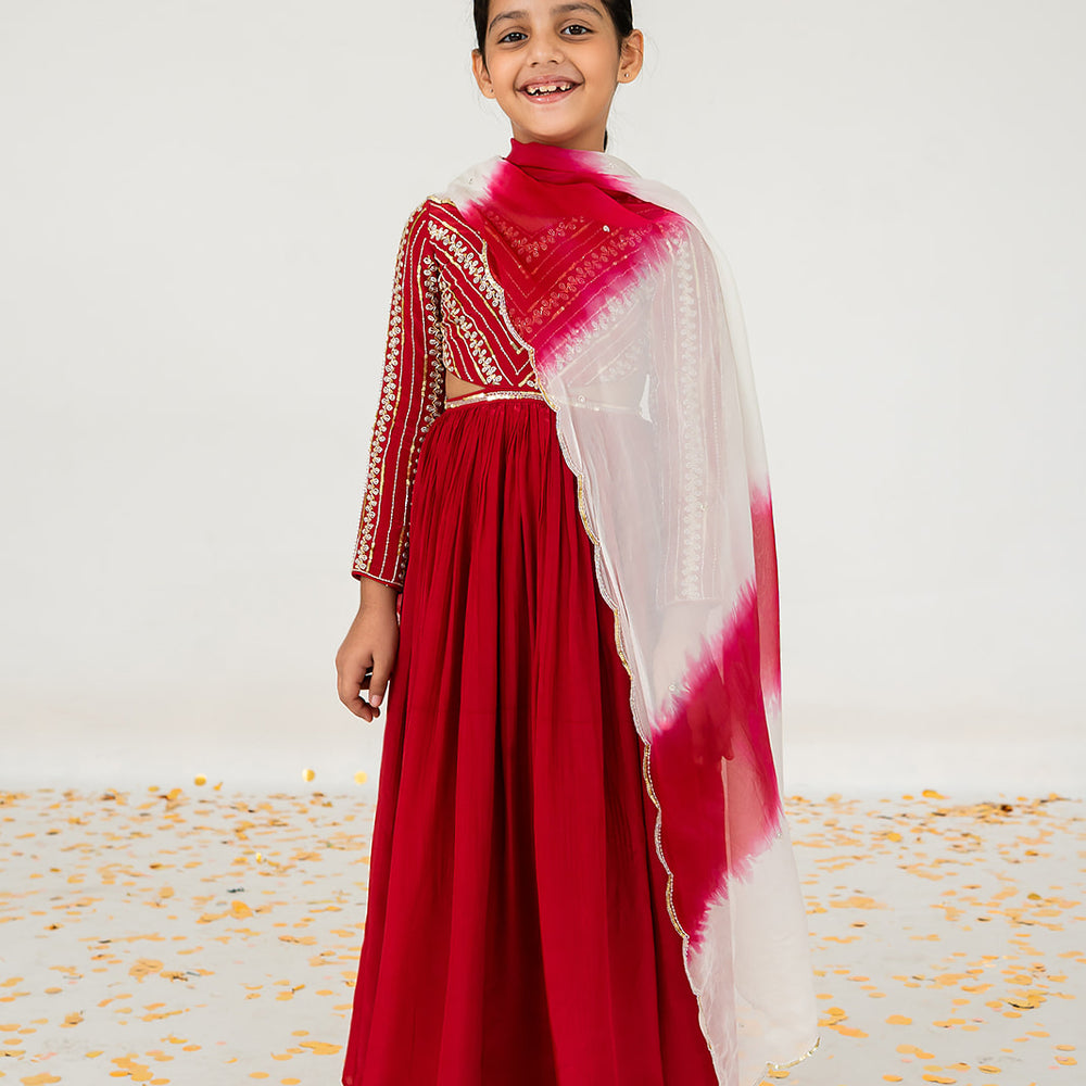 
                      
                        Red Anarkali With Ombre Dupatta
                      
                    