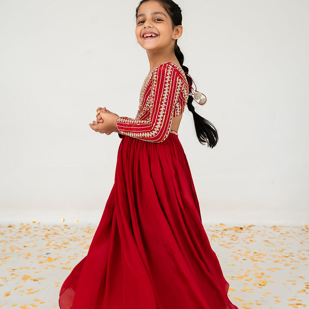 
                      
                        Red Anarkali With Ombre Dupatta
                      
                    