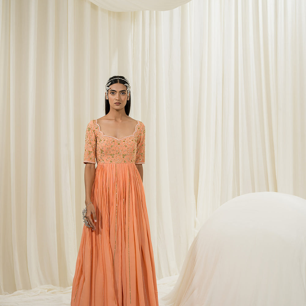 Peach Anarkali Set