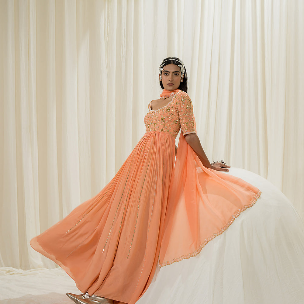
                      
                        Peach Anarkali Set
                      
                    