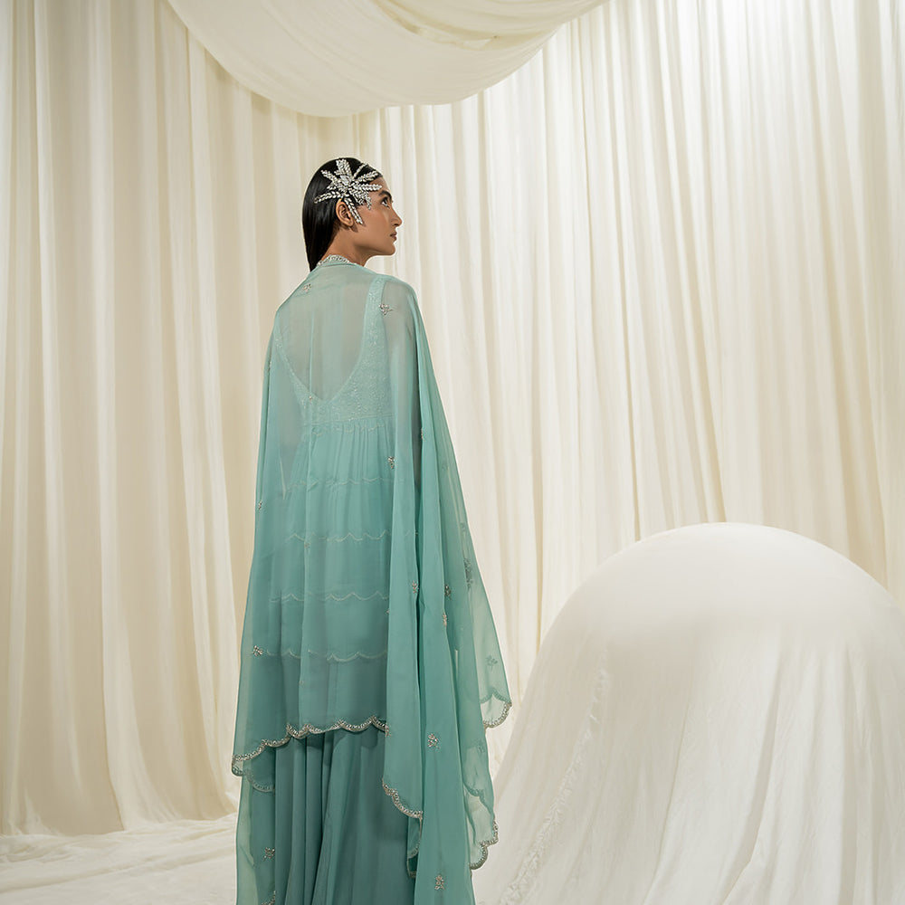 
                      
                        Light Mint-Turquoise Peplum Sharara Set
                      
                    
