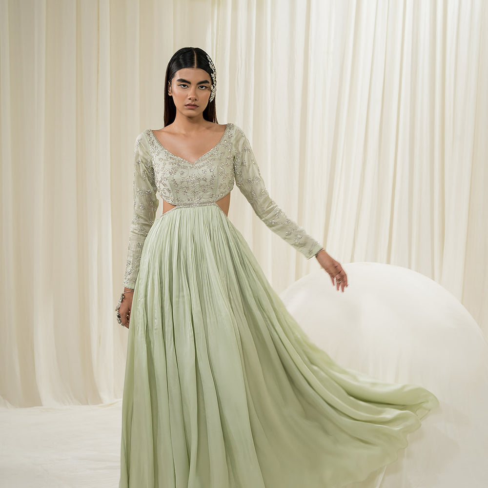 Light Mint Anarkali Set