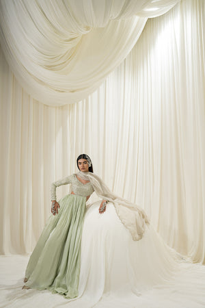 Light Mint Anarkali Set