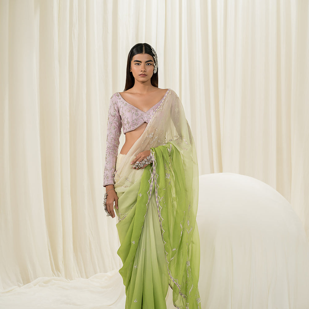 
                      
                        Off White-Lavender Saree
                      
                    