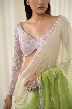 
            
                Load image into Gallery viewer, Off White-Lavender Saree
            
        
