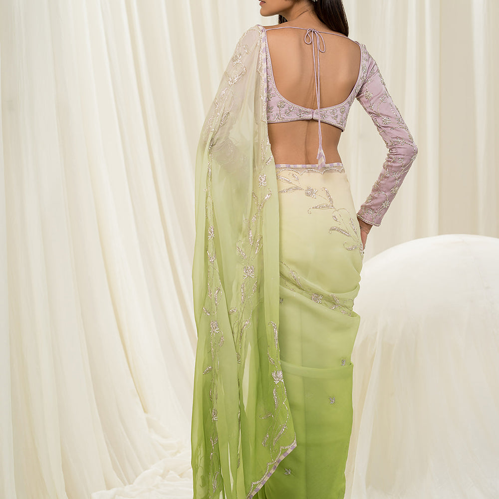 
                      
                        Off White-Lavender Saree
                      
                    