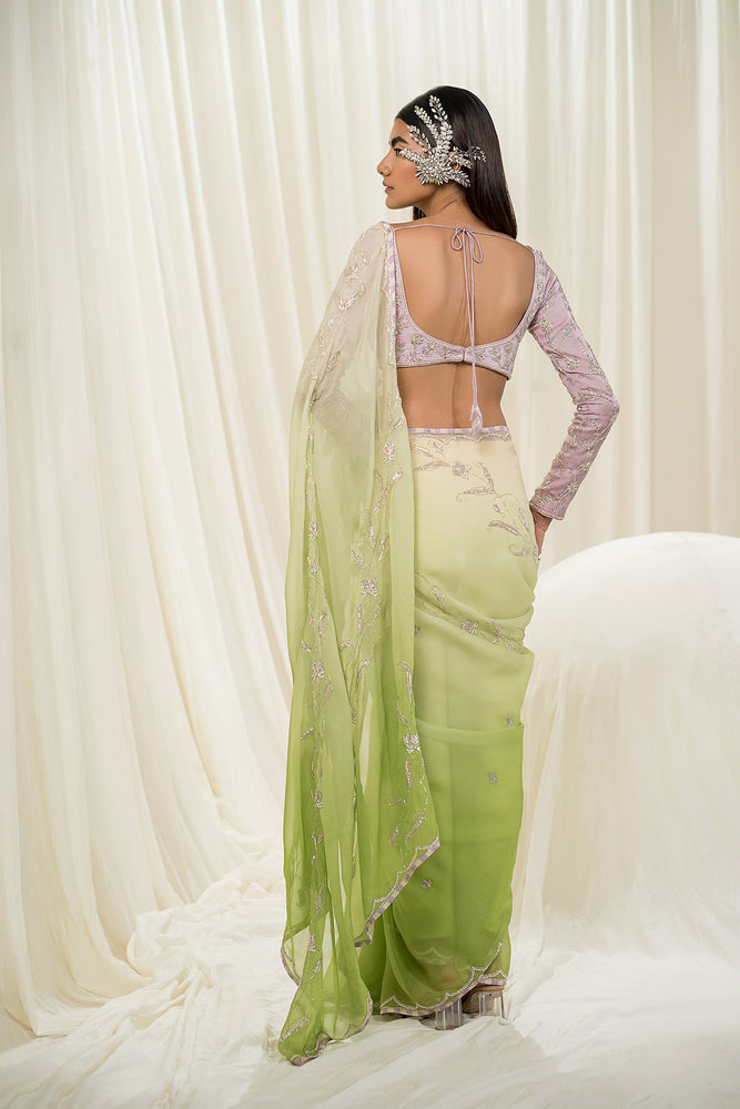 
            
                Load image into Gallery viewer, Off White-Lavender Saree
            
        