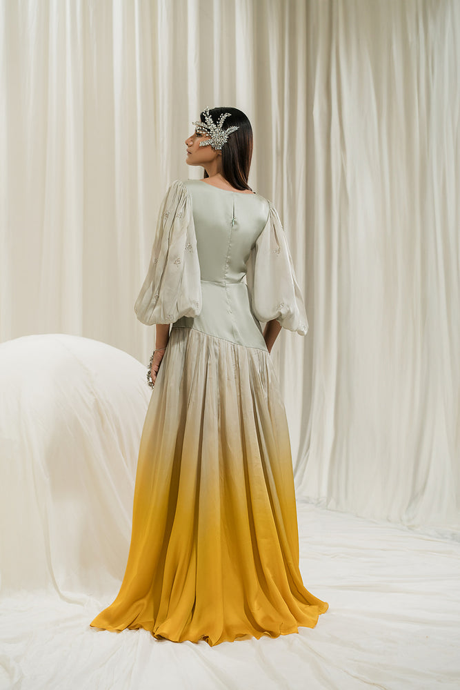 
            
                Load image into Gallery viewer, Light Mint-Mustard Long Dress
            
        