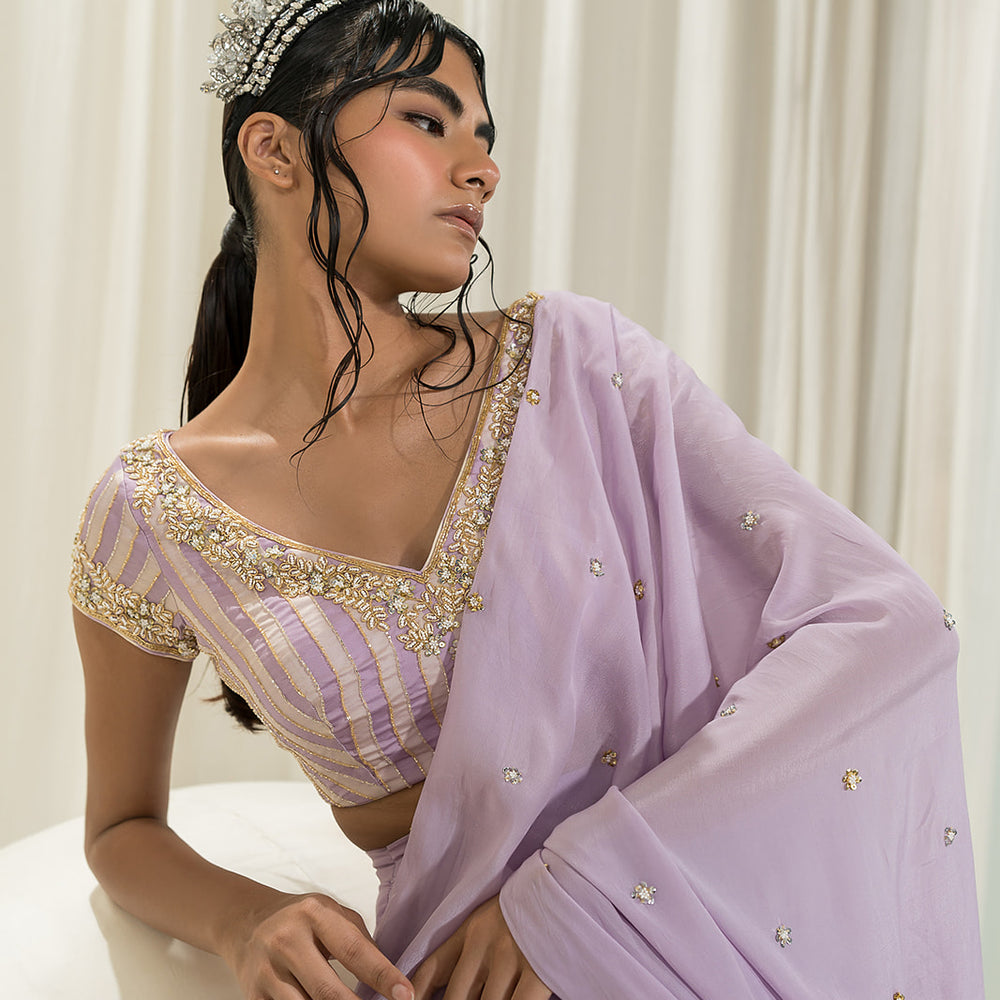 
                      
                        Ankita Lokhande in Lavender Pre-Stitched Saree
                      
                    
