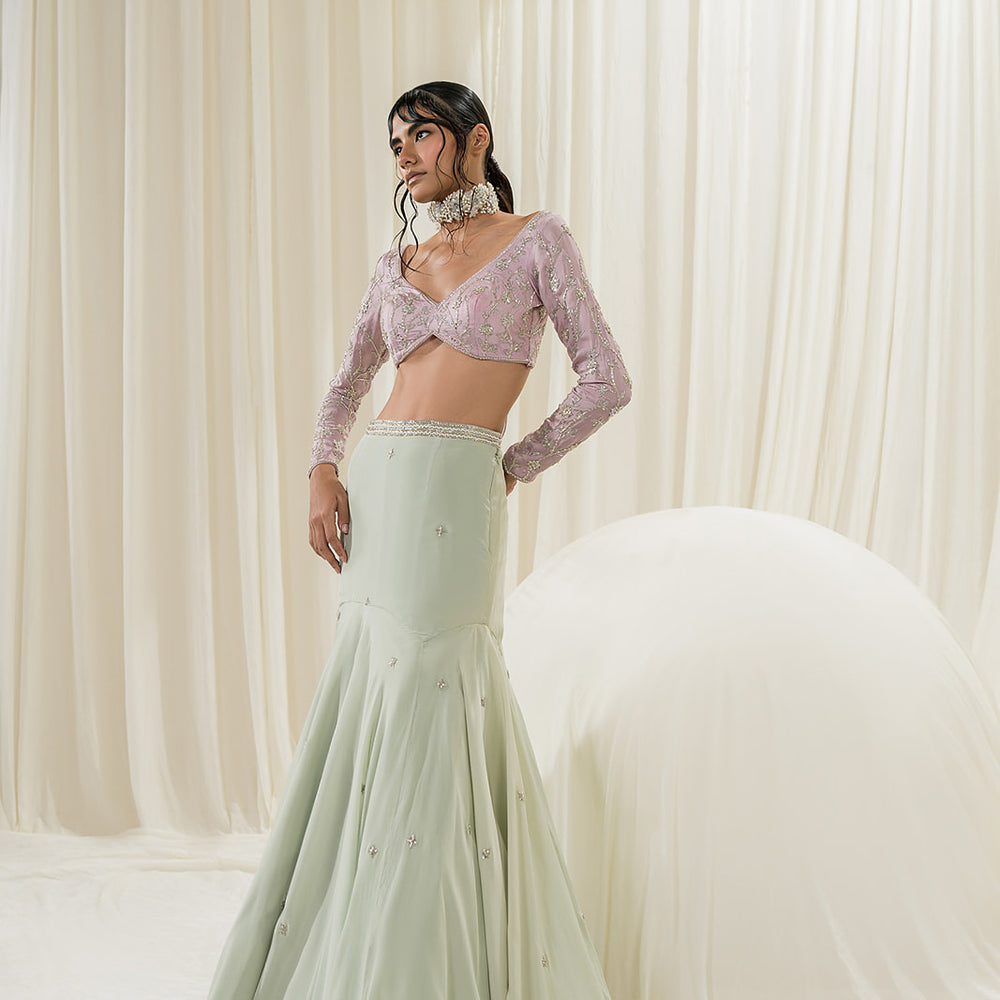 Light Mint Blue Lehenga