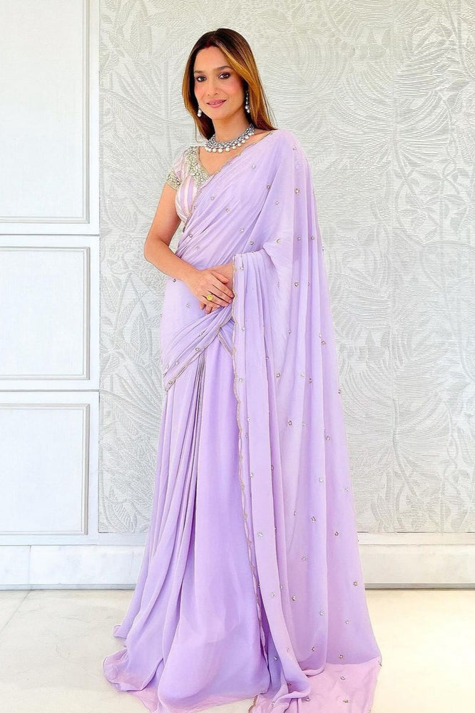 
                      
                        Ankita Lokhande in Lavender Pre-Stitched Saree
                      
                    