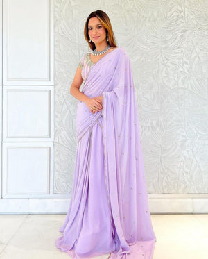 
            
                Load image into Gallery viewer, Lavender Pre-Stitched Saree
            
        
