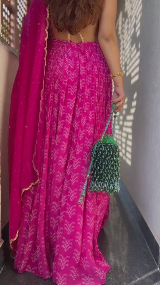 
                      
                        Load and play video in Gallery viewer, Nikita Dutta in Maroon Printed Backless Anarkali
                      
                    