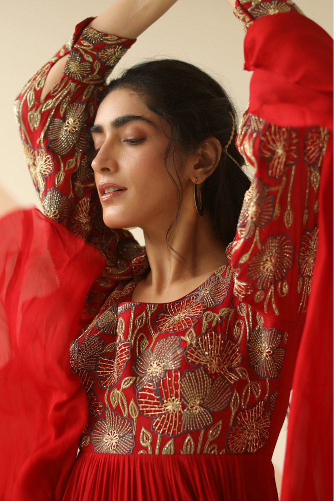 
                      
                        Cherry Red Anarkali
                      
                    