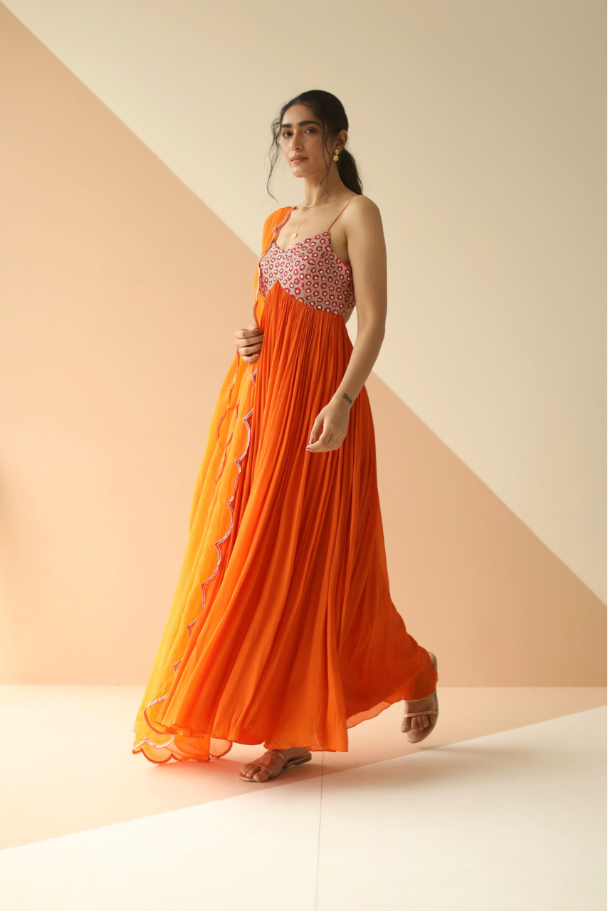 Apricot Orange Anarkali