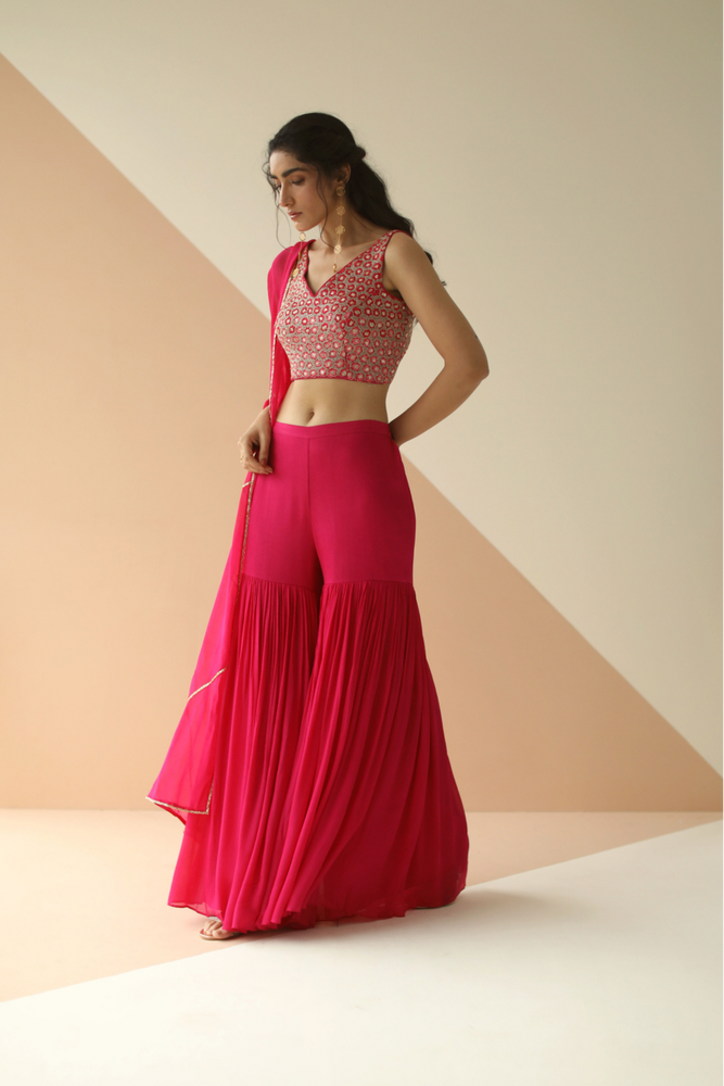 
                      
                        Fuchsia Pink Sharara Set
                      
                    