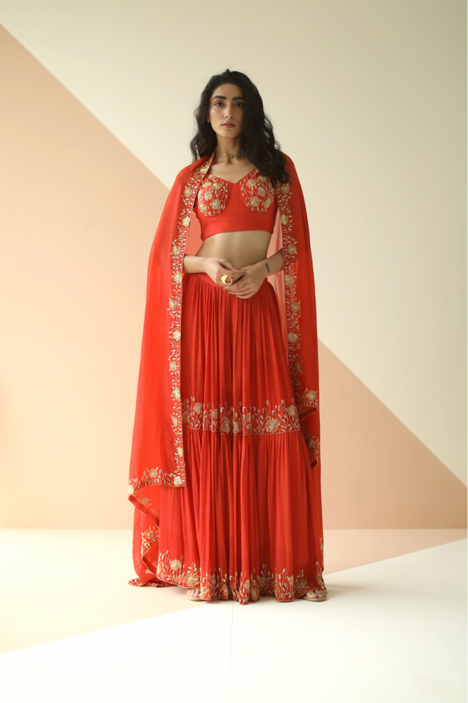 Rust Orange Sharara Set