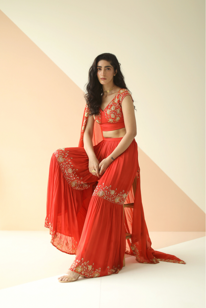 
                      
                        Rust Orange Sharara Set
                      
                    