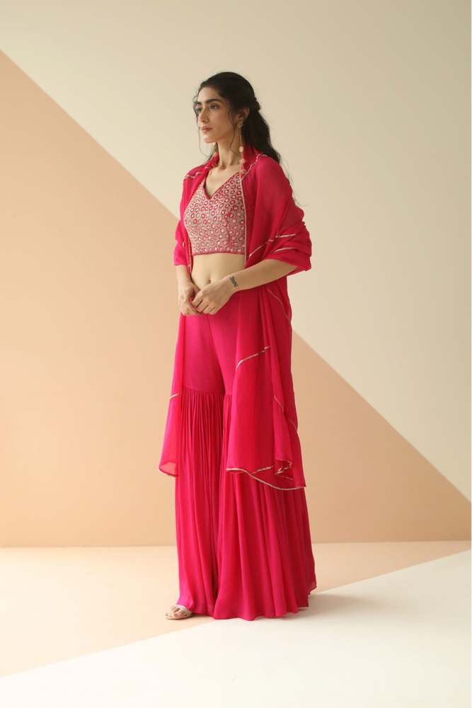 
                      
                        Fuchsia Pink Sharara Set
                      
                    
