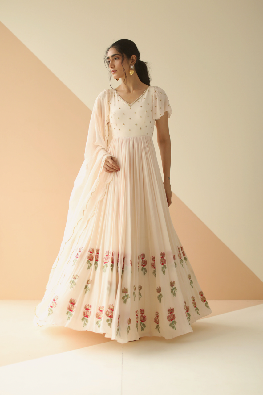 Ivory White Anarkali