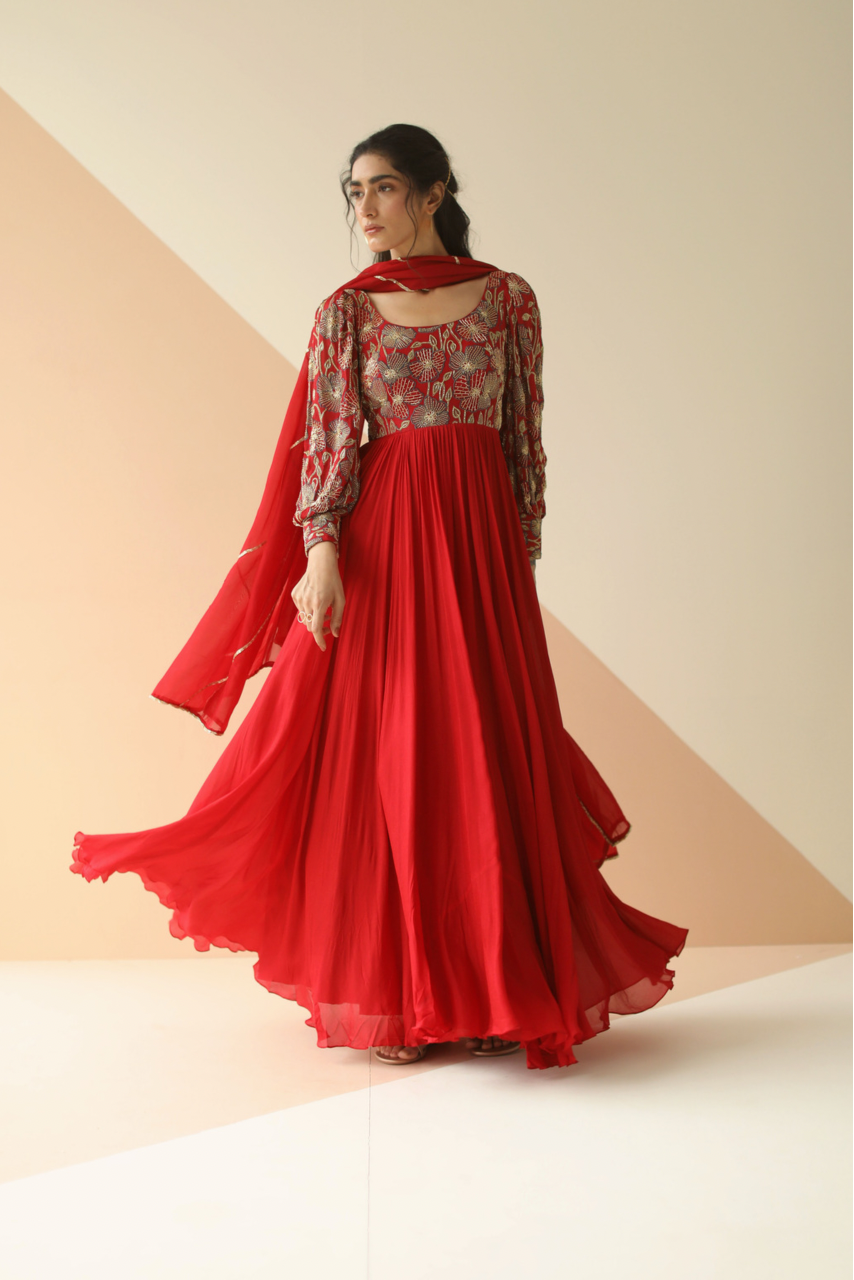 Cherry Red Anarkali