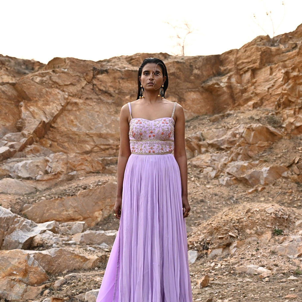 
                      
                        LAVENDER CORSET ANARKALI
                      
                    