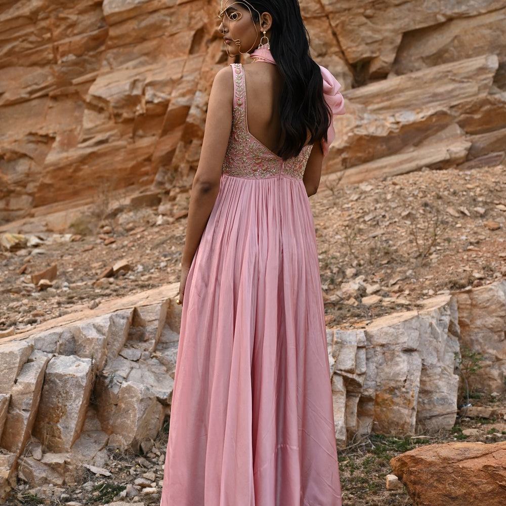 
                      
                        Baby Pink Floral Jaal Anarkali
                      
                    