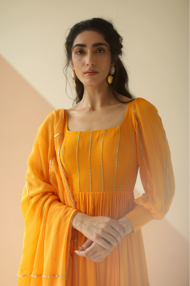 
                      
                        Mustard Yellow Anarkali
                      
                    