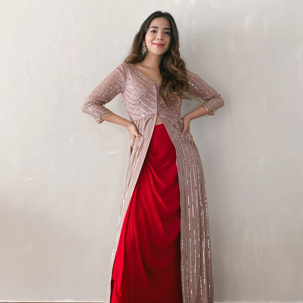 Beige Co-ord Anarkali