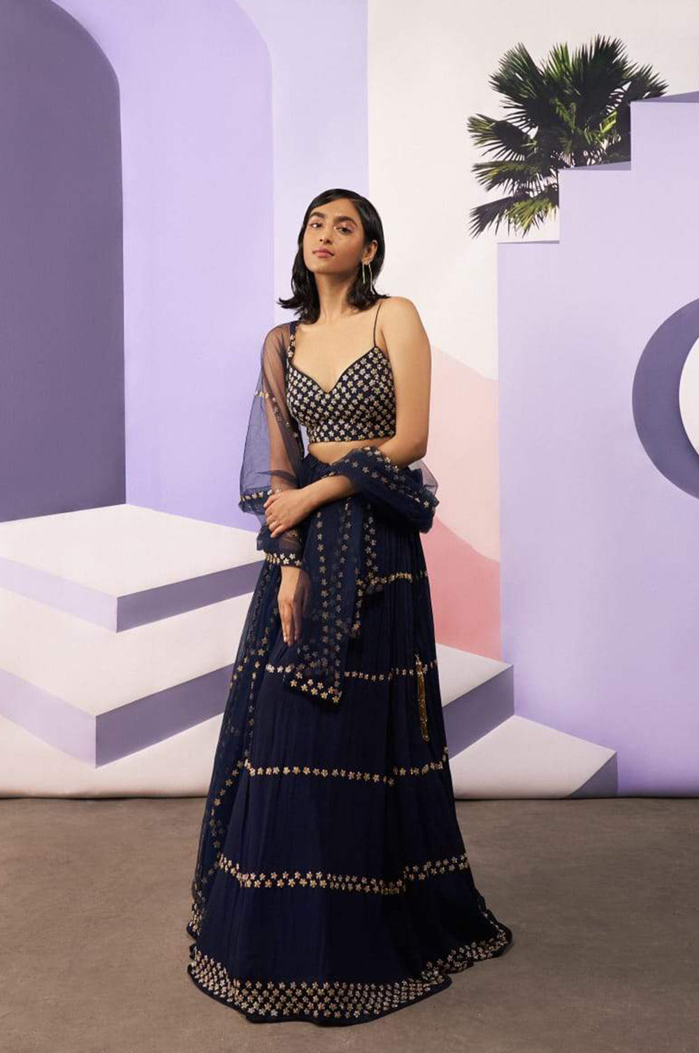 Indigo Blue Spaghetti-style Lehenga